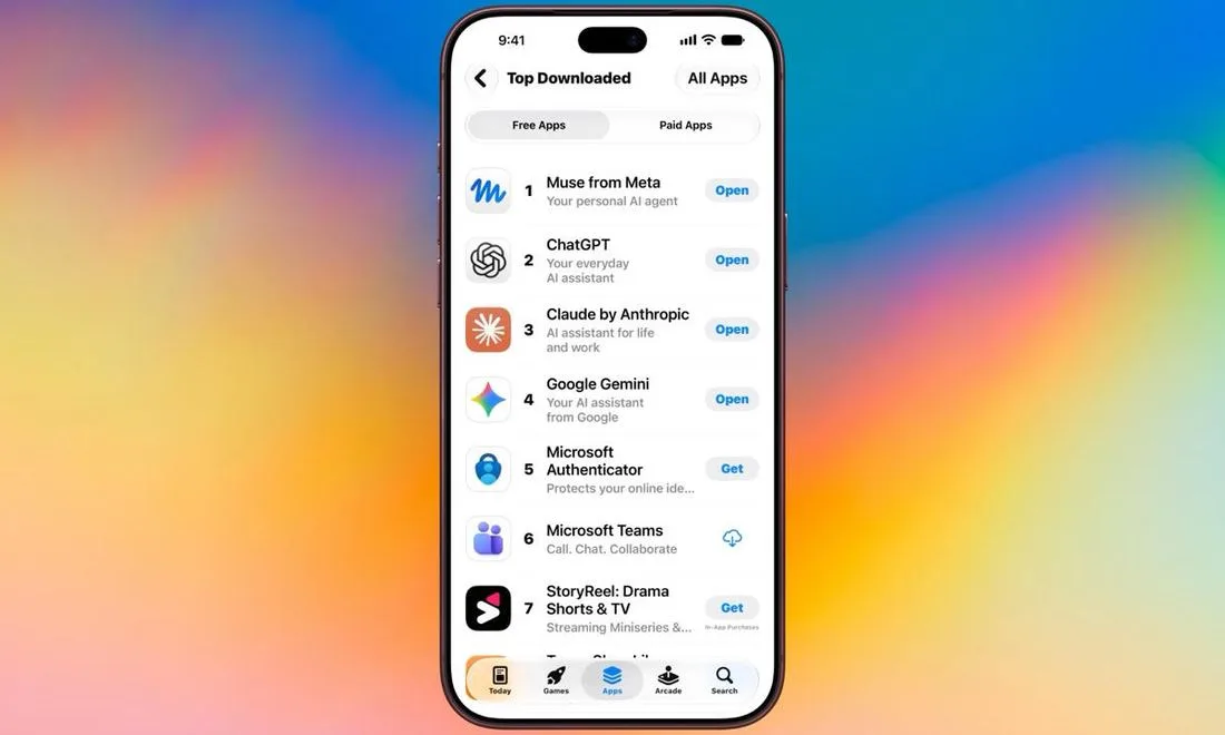 App Store lista: Muse 1., ChatGPT 2., Claude 3.